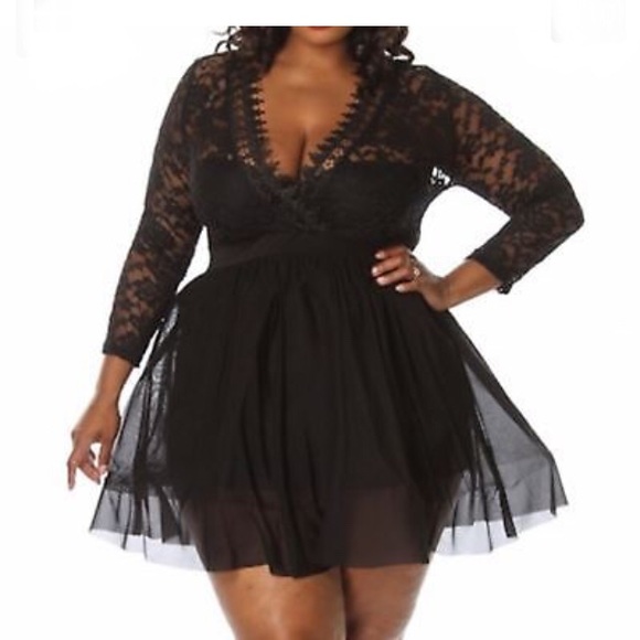 black lace dress plus size